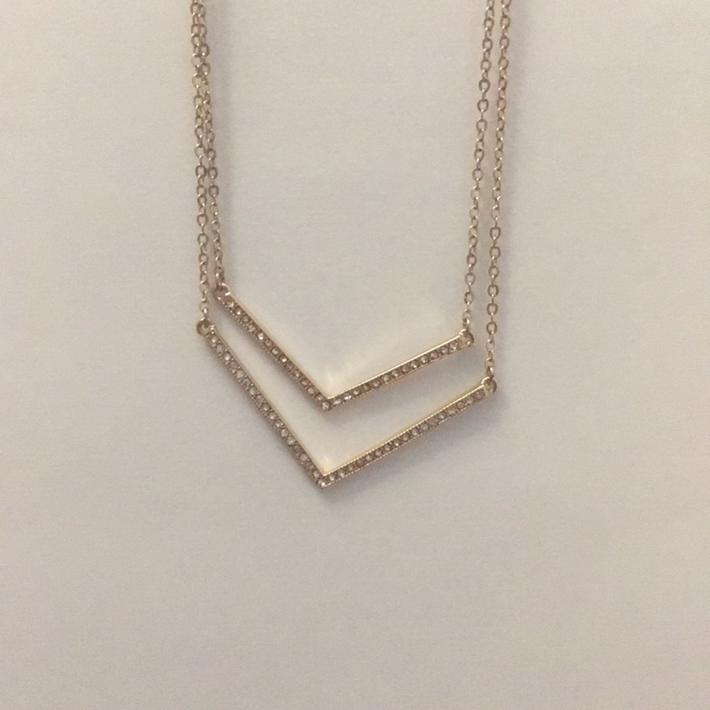 Double Chevron Rhinestone Necklace